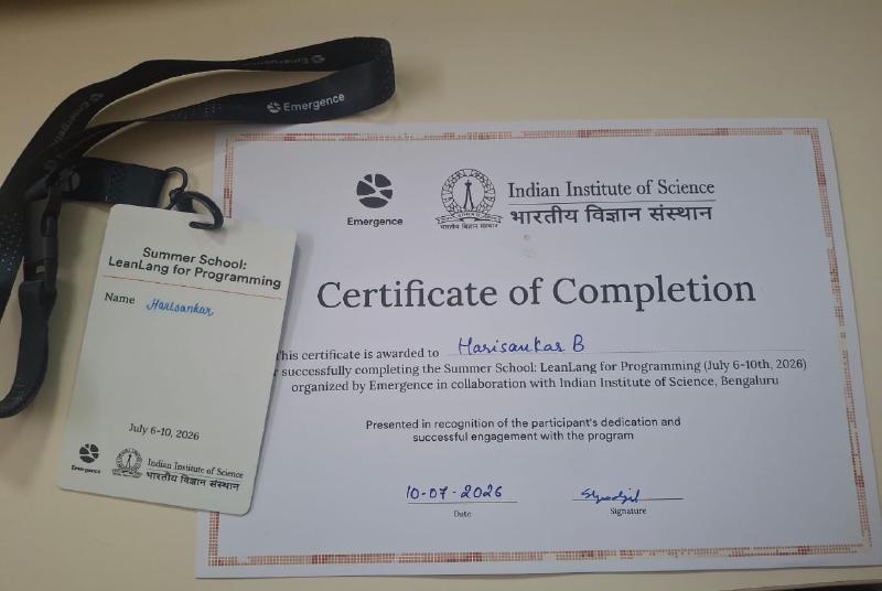 My LeanLang Summer School certificate of completion alongside the ID card